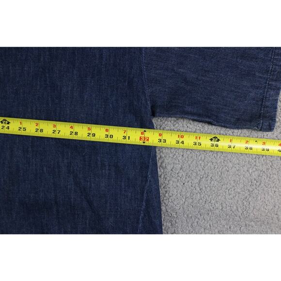 Eskandar 1 Top Blue Denim One Pocket Short Sleeve Cotton Boat Neck Tunic Poland - Picture 10 of 13